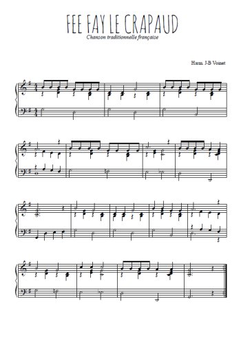 Téléchargez l'arrangement pour piano de la partition de Traditionnel-Fee-Fay-le-crapaud en PDF, niveau moyen
